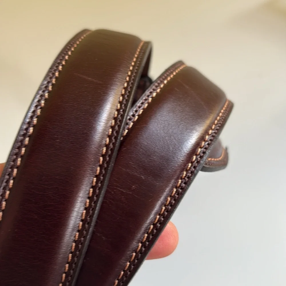 Unbranded brown stitched leather Belt Size 40
